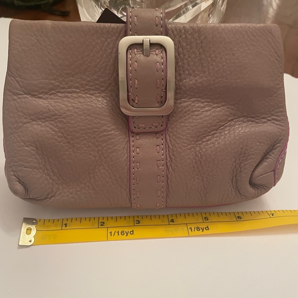 Cole Haan Small Kiss.Cosmetic Dark Lilac Leather Clutch/ Purse  NWT